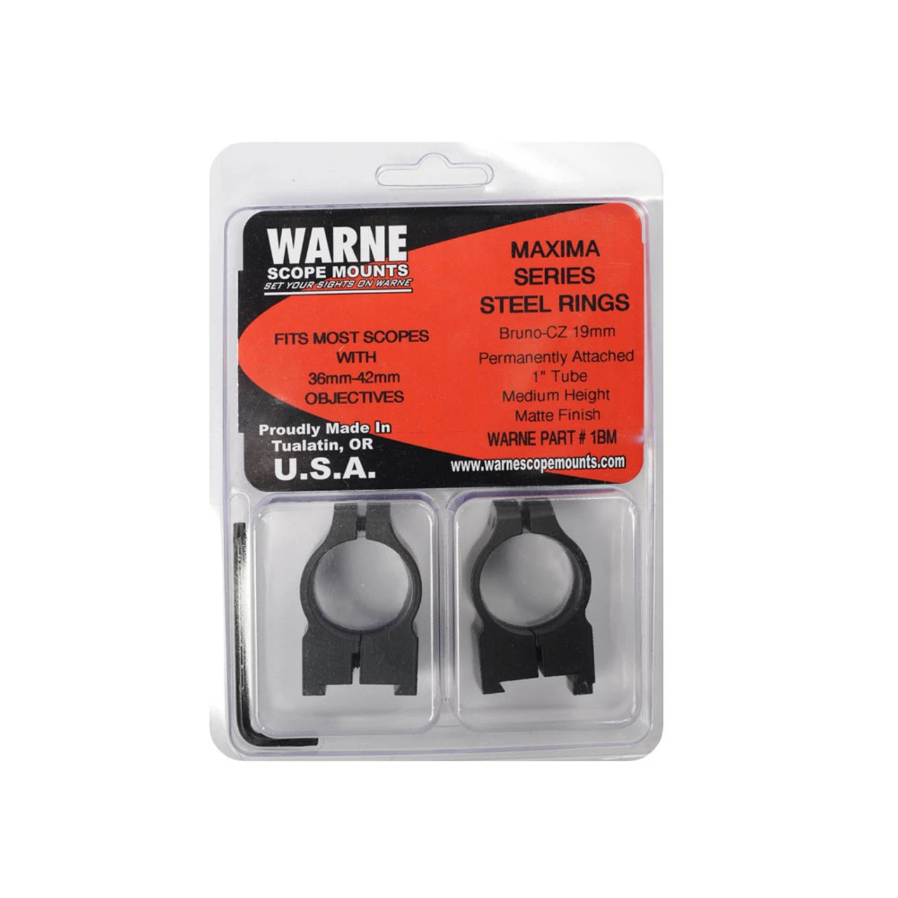 WARNE CZ 550 1in Fixed Medium Matte Rings (1BM) - Image 2