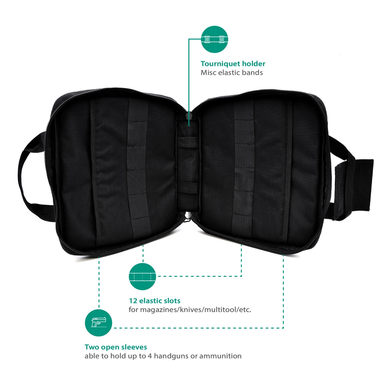 GRITR Soft Pistol Case - Nylon Black Shooting Range Bag With Multiple Pockets - Image 3