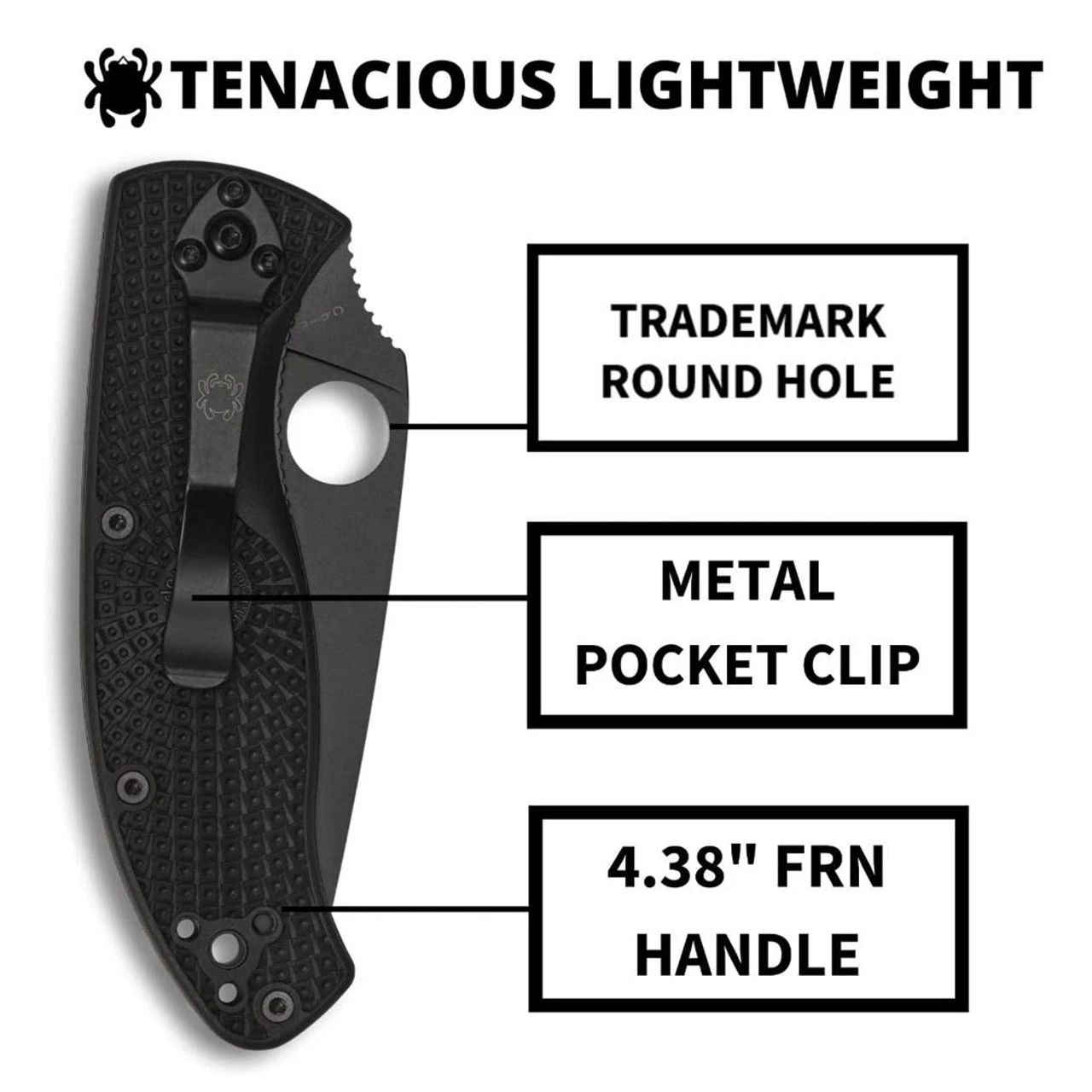 SPYDERCO Tenacious Lightweight Black Blade Folding Knife (C122PSBBK) - Image 3