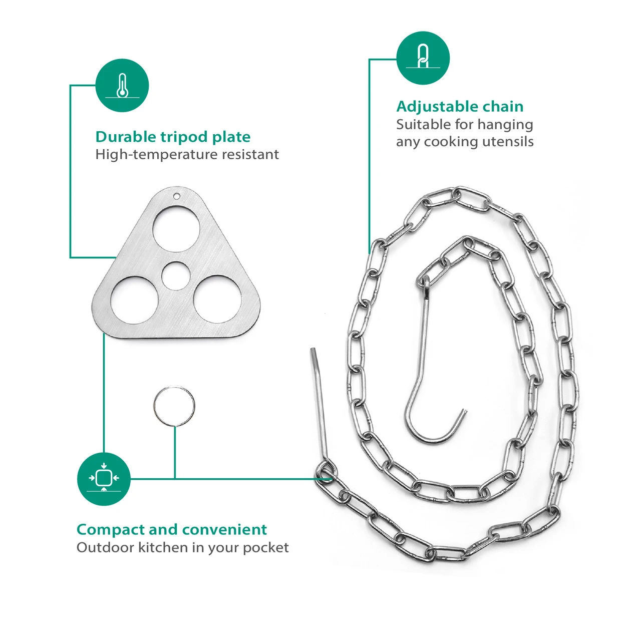 GRITR Camping Tripod Grill Board Set - Image 2