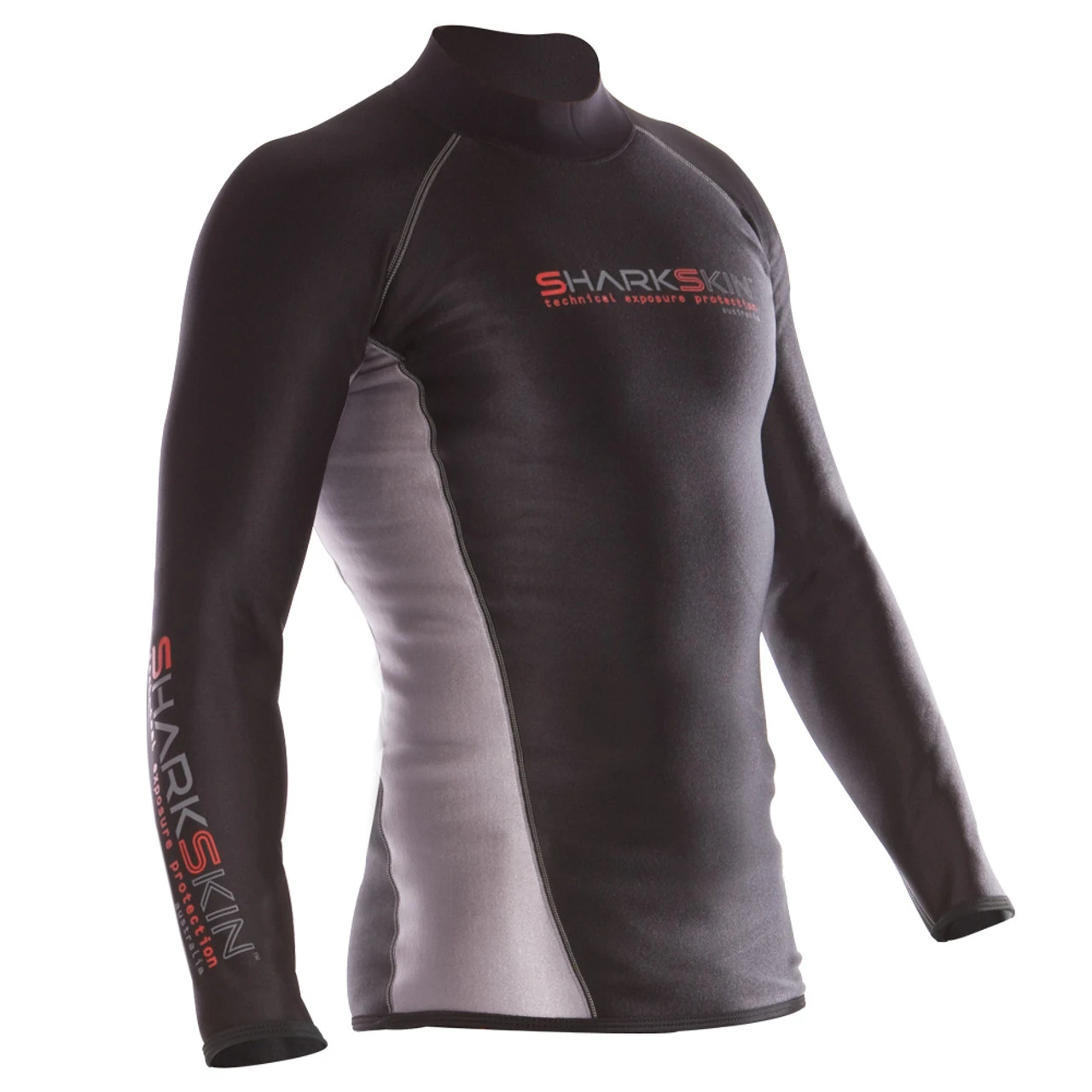 SHARKSKIN Men's Chillproof Long Sleeve Black/Silver Shirt (SSCPLS)