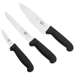 VICTORINOX Chef's 3-Piece Black Fibrox Handle Knife Set (47892-CLAM)