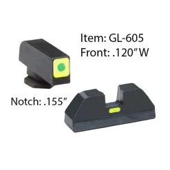 AMERIGLO For Glock CAP Green Tritium LumiGreen Square Outline Front And Lime Green Line Rear Sights (GL-605)