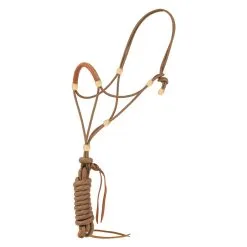 MUSTANG Mustang Elite With Leather Nose 10ft Lead Tan Rope Halter (8007-J)
