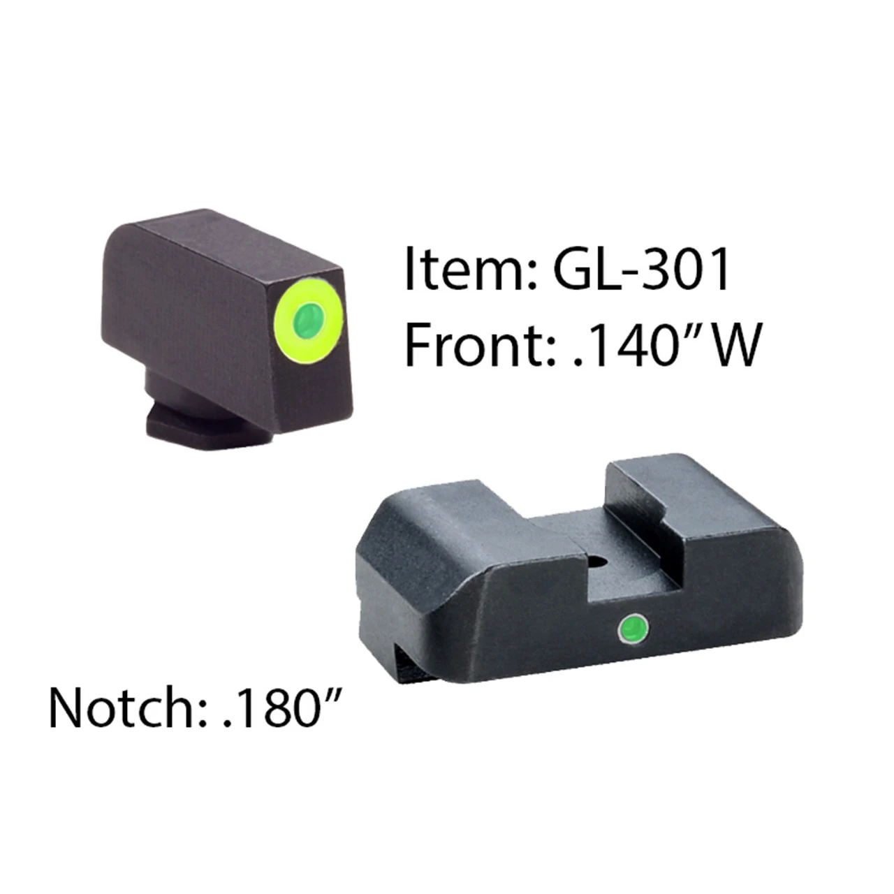 AMERIGLO For Glock Tritium I-Dot 2 Dot Green Front And Rear Sights (GL-301)