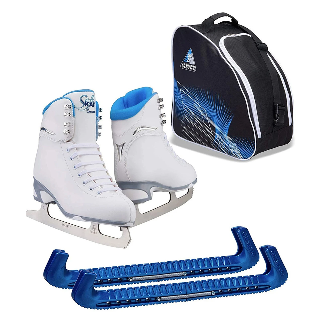 JACKSON ULTIMA Girls Finesse JS181 With Guardog Skate Guards / Jackson Skate Bag JL350 Blue Medium Figure Ice Skates - Image 6