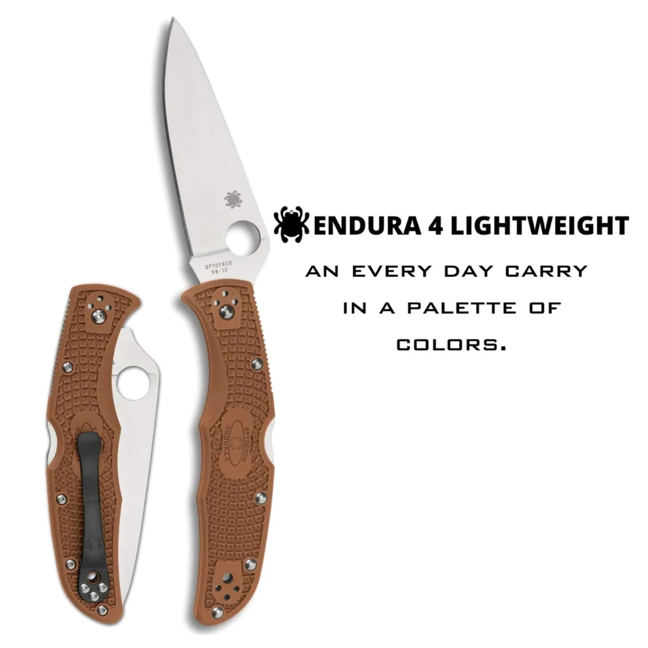SPYDERCO Endura 4 Lightweight Brown PlainEdge Folding Knife (C10FPBN) - Image 2