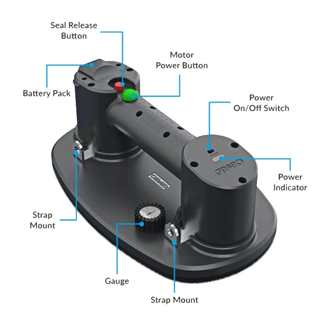 GRABO Nemo Grabo 1 Battery & 1 Seal Electric Vacuum Suction Cup Lifter (NG-1B-FB-1S) - Image 3