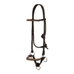 MUSTANG Black/Tan Side Pull Rope Halter With Braided Nose (8022-DJ)