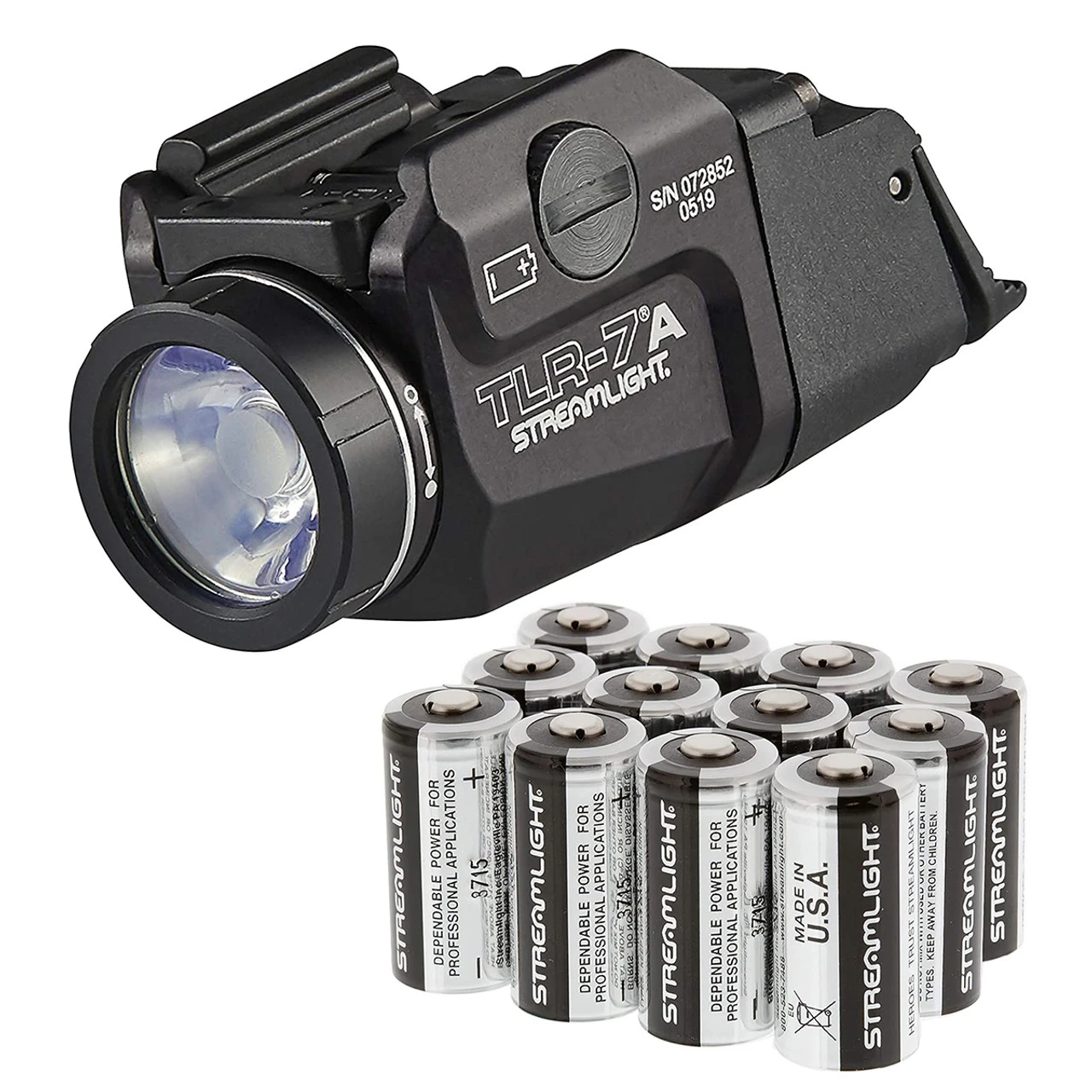 STREAMLIGHT TLR-7A Flex 500 Lumens Tactical Weapon Light With 12 Lithium Batteries (STR-69424-85177-BUNDLE)
