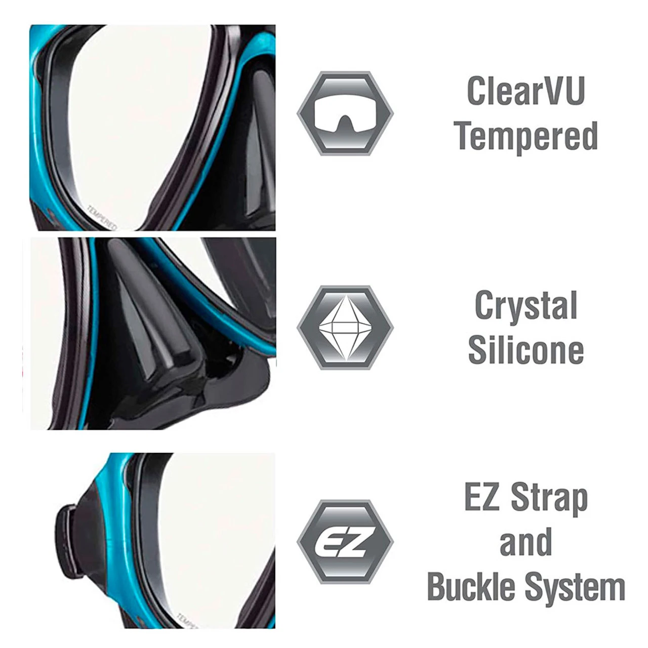 TUSA Powerview Dry Ocean Green/Black Adult Mask And Snorkel Combo (UC-2425P-BKOG) - Image 2