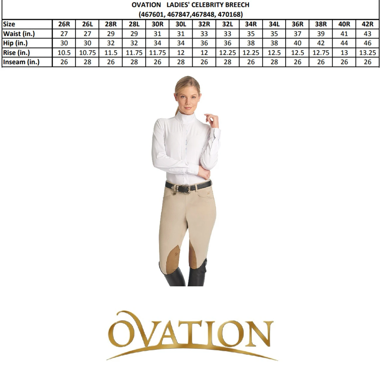 OVATION Ladies Celebrity Slim Secret EuroWeave DX Front Zip Full Seat Midnight Navy Breeches (467848MDTNV) - Image 3