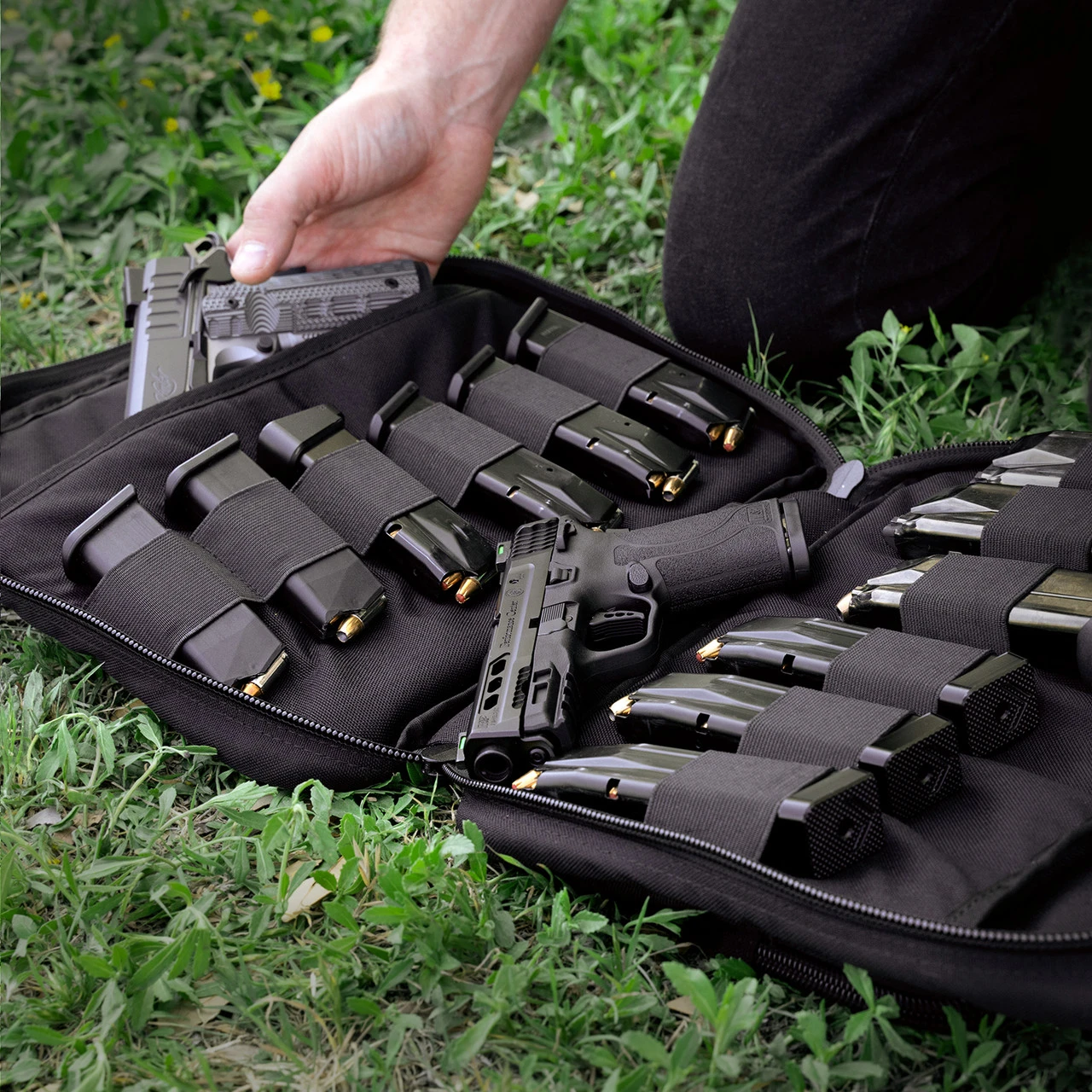 GRITR Soft Pistol Case - Nylon Black Shooting Range Bag With Multiple Pockets - Image 5