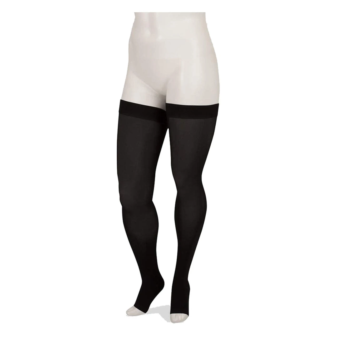 JUZO Basic Compression 20-30 MmHg Open Toe Silicone Thigh High Stockings - Image 4