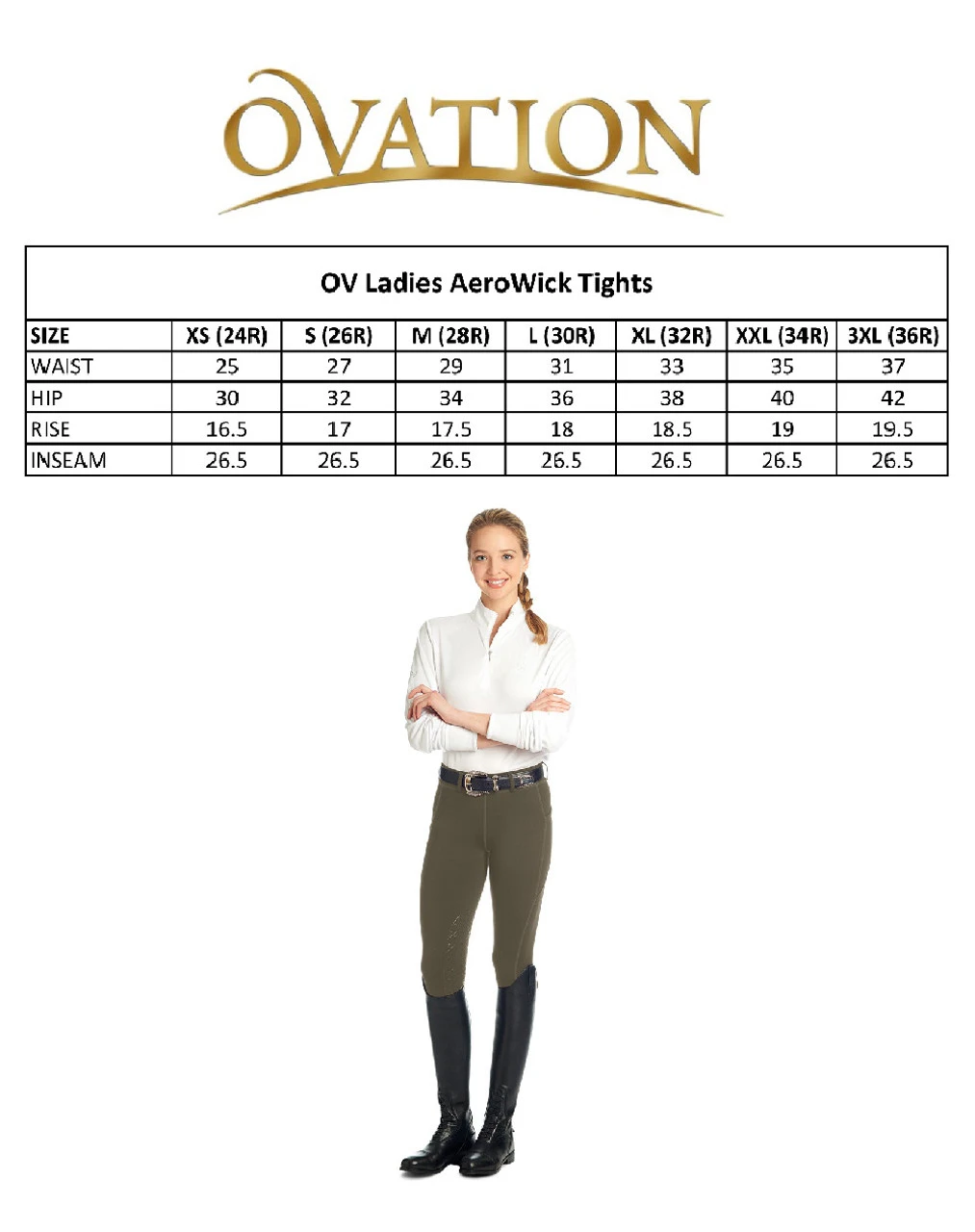 OVATION Ladies AeroWick Silicone Knee Patch Tight - Image 3