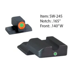 AMERIGLO S&W Tritium I-Dot Green Orange Outline Front And Green Rear Sights (SW-245)