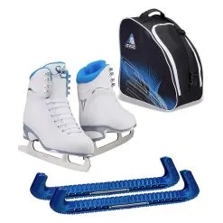 JACKSON ULTIMA Womens Finesse JS180 With Guardog Skate Guards / Jackson Skate Bag JL350 Blue Medium Figure Ice Skates