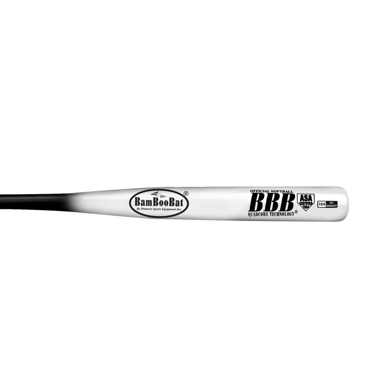BAMBOOBAT BY PINNACLE SPORTS EQUIPMENT INC BAMBOOBAT Adult Black Handle/White Barrel 34in Softball Bat (HBBW34S) - Image 2