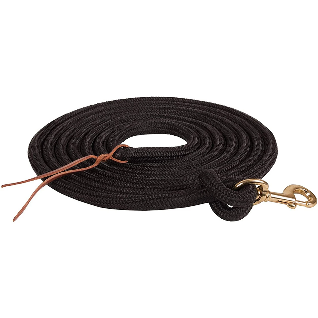 MUSTANG 15ft Braided Poly Black Lead Rope With Brass Plated Snap (8908-D)