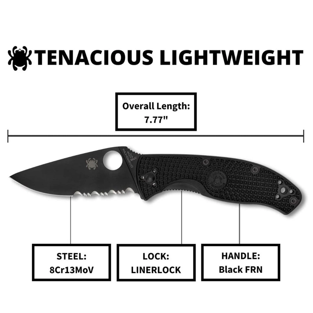 SPYDERCO Tenacious Lightweight Black Blade Folding Knife (C122PSBBK) - Image 4